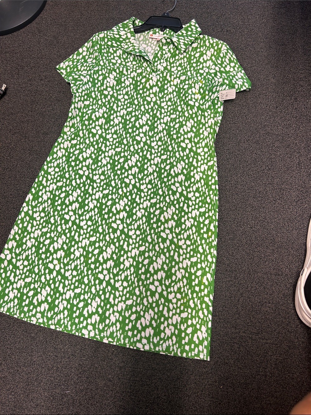 Jude Connally Green and White Printed Polo Dress button down collar
